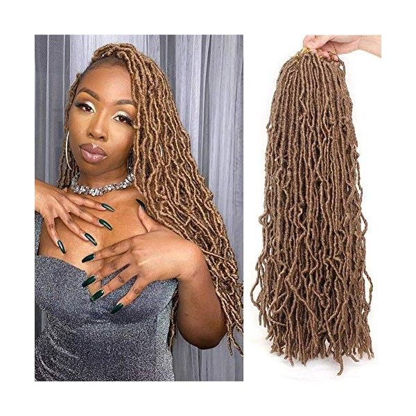 Xtrend 7 Packs 24 Pouces Noir Nu Faux Locs Crochet Tresses Cheveux Synthétiques Pré Boucles Doux Dreadlocks Tressage Cheveux 