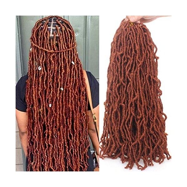 Xtrend 7 Packs 24 Pouces Noir Nu Faux Locs Crochet Tresses Cheveux Synthétiques Pré Boucles Doux Dreadlocks Tressage Cheveux 