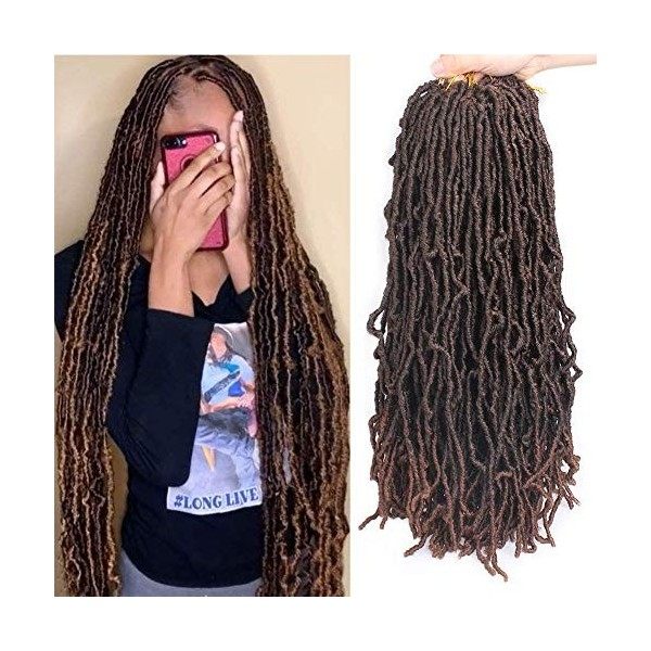 Xtrend 7 Packs 24 Pouces Noir Nu Faux Locs Crochet Tresses Cheveux Synthétiques Pré Boucles Doux Dreadlocks Tressage Cheveux 