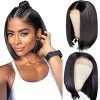 RXY Perruque Femme Naturelle 12 Pouces Perruque Bresilienne Cheveux Humain 4x4 Bob Straight Lace Wig Human Hair for Black Wom