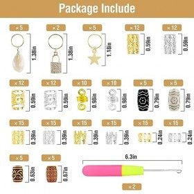 Bijoux de Tresse de Cheveux 240 Pièces Dreadlocks Perles pour Accessoire de Cheveux Bijoux en métal Colliers en aluminium pou