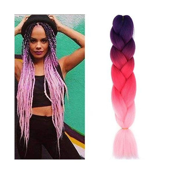 24" Extensions Pour Tresse Jumbo Braid Extension Cheveux au Crochet Tressage synthétique Africaine Lot de 1 Rose 