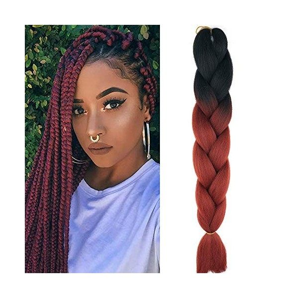 24" Extensions Pour Tresse Jumbo Braid Extension Cheveux au Crochet Tressage synthétique Africaine Lot de 1 Rose 