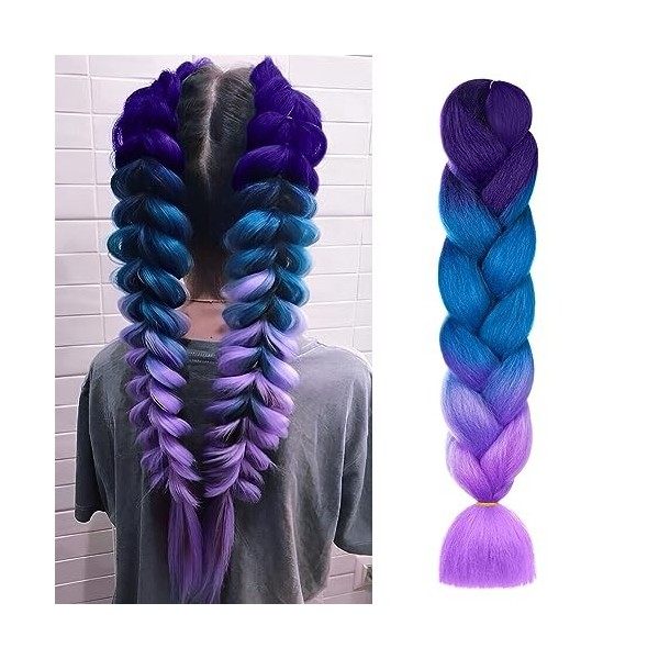 Aomig Rajout Cheveux Tresse, Jumbo Braids Meches, 65cm Extension de Cheveux de Fibre Synthétique pour Crochet Twist Tressage 