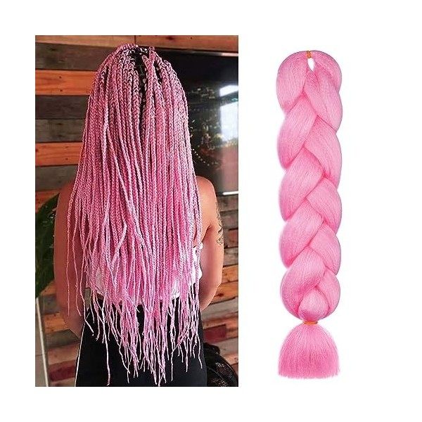 Aomig Rajout Cheveux Tresse, Jumbo Braids Meches, 65cm Extension de Cheveux de Fibre Synthétique pour Crochet Twist Tressage 