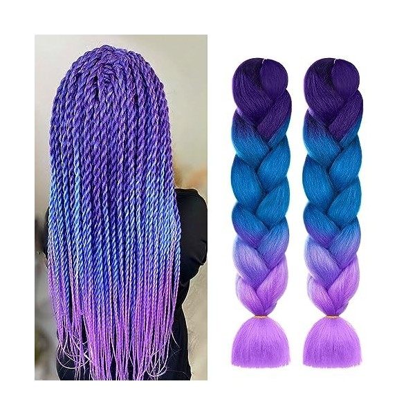 Aomig Rajout Cheveux Tresse, Jumbo Braids Meches, 65cm Extension de Cheveux de Fibre Synthétique pour Crochet Twist Tressage 