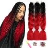 Showjarlly Rajout Meches Tresse Cheveux, 24"Ombre Jumbo Braids Tresse,5 Paquets,Africaine, Extension de Cheveux de Fibre Synt