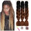 Showjarlly Rajout Meches Tresse Cheveux, 24"Ombre Jumbo Braids Tresse,5 Paquets,Africaine, Extension de Cheveux de Fibre Synt