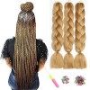 Showjarlly Rajout Meches Tresse Cheveux, 24"Ombre Jumbo Braids Tresse,5 Paquets,Africaine, Extension de Cheveux de Fibre Synt