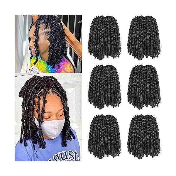 Xtrend 8 Packs 12 Pouces Doux Springy Afro Twist Cheveux Pré-Séparés Spring Twist Hair pour Faux Locs Naturel Noir Marley Twi