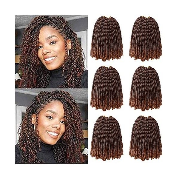 Xtrend 8 Packs 12 Pouces Doux Springy Afro Twist Cheveux Pré-Séparés Spring Twist Hair pour Faux Locs Naturel Noir Marley Twi