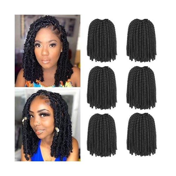 Xtrend 8 Packs 12 Pouces Doux Springy Afro Twist Cheveux Pré-Séparés Spring Twist Hair pour Faux Locs Naturel Noir Marley Twi