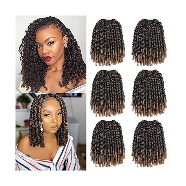 Xtrend 8 Packs 12 Pouces Doux Springy Afro Twist Cheveux Pré-Séparés Spring Twist Hair pour Faux Locs Naturel Noir Marley Twi