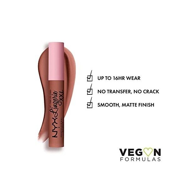 NYX Professional Makeup Rouge à Lèvres Liquide Mat Lip Lingerie XXL, Longue Tenue, Formule Vegan, Sans transfert, Teinte : Ca