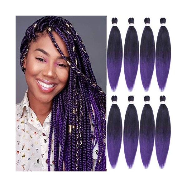 Leeven 8 Packs Pre Stretched Braiding Hair Extension 26 Pouces Yaki Straight Texture Easy Braid Profession Braids for Making 