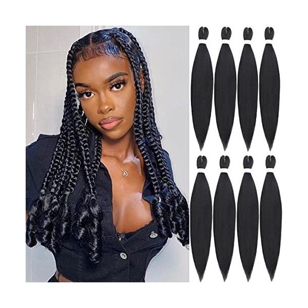 Leeven 8 Packs Pre Stretched Braiding Hair Extension 26 Pouces Yaki Straight Texture Easy Braid Profession Braids for Making 