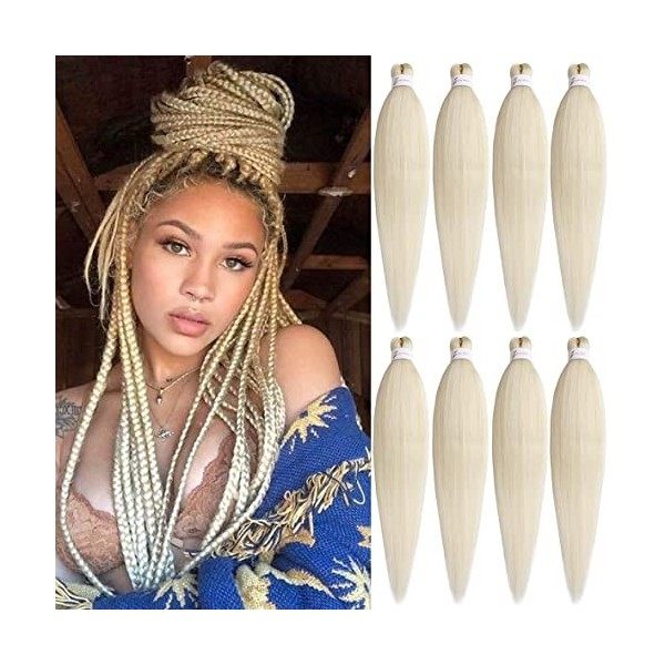 Leeven 8 Packs Pre Stretched Braiding Hair Extension 26 Pouces Yaki Straight Texture Easy Braid Profession Braids for Making 