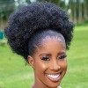 Extension de queue de frange bouclée pour femmes noires synthétiques courtes afro kinkys extensions de cheveux avec deux clip