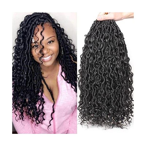 SOKU 5 Packs/Lot 45cm Ombre Brun Rivière Faux Locs Ondulés avec Extrémités Bouclées Crochet Cheveux Synthétique Crochet Tress