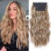 Extension de Cheveux à Clips, Cheveux Naturel Bouclés, Synthétique pour Femmes, Extensions de Cheveux Ondulés Brun Foncé, 11