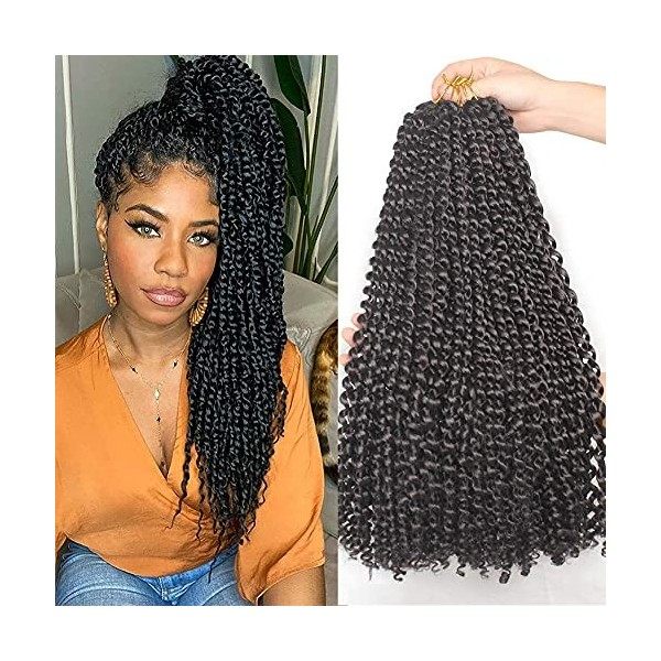 Xtrend 24 pouces Black Passion Twist Hair 7 Packs 18 Brins/Pack Water Wave Bohème Crochet Tresses Cheveux pour Papillon Locs 