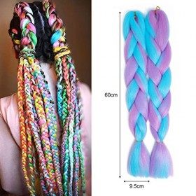 Lot de 2 cheveux tressés torsadés colorés, extensions de tresse tressée géante, synthétiques de cheveux tressés, tresses tors