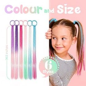 Dreamlover Extensions de Cheveux à Tresses avec Attaches, Tresse Cheveux Enfant, Postiches Tressés Colorés pour Filles, 12 Pi