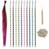 AvoDovA 30 Pcs Extensions Plumes Synthétiques, 40 cm Extensions de cheveux Colorés, Extensions Plumes pour Cheveux avec 100 P