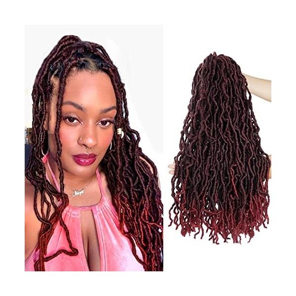 Beyond Beauty,Nu Faux Locs Crochet Hair Pré-bouclés Déesse Locs Soft Dreadlocks Extensions de cheveux synthétiques 6 Packs/Lo