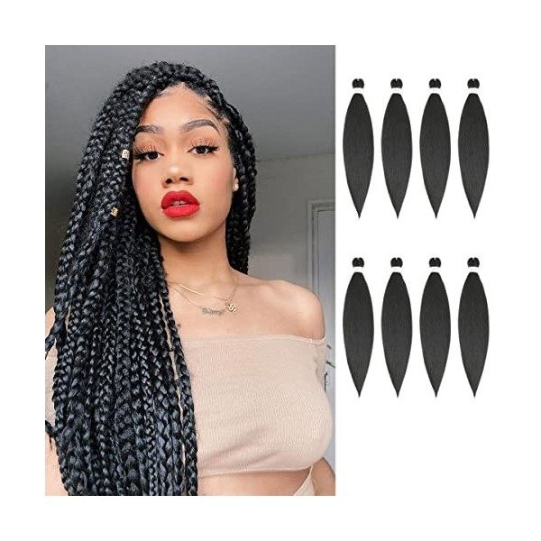 REMY HAIR FASHION 8pcs/pack Pré étiré Tissage Synthétique Ombre Naturelle Ez Braids,ajout De Cheveux Tressés,meches Pour Tres