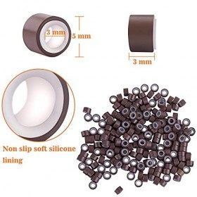 Duufin 2500 PCS Micro Anneaux 5mm Micro-Anneaux de Silicone Nano Micro Rings en Silicone Doublés de Silicium Perles pour Exte