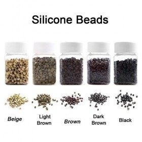 Kalolary 2500 Pcs Double Micro Anneaux Liens Perles Pour I Pointe cautionne Plume Extensions de cheveux outils 5mm 