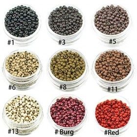 KOCONI Lot de 1000 anneaux nano doublés en silicone de 3 mm pour extensions de cheveux - Micro perles doublées de silicone - 