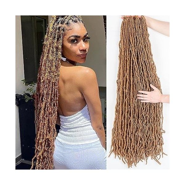 BLUONASI 30 Inch New Soft Locs Crochet Hair 6 Packs Natural Color Faux Locs Crochet Braids Hair Pre Looped Synthetic Super Lo