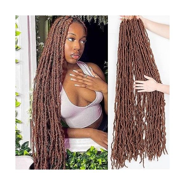 BLUONASI 30 Inch New Soft Locs Crochet Hair 6 Packs Natural Color Faux Locs Crochet Braids Hair Pre Looped Synthetic Super Lo