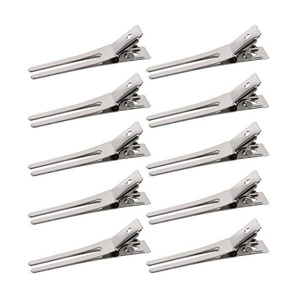 50 Pièces 1,8 Pouces Pin Coiffure Double Dent Set Clips de Cheveux de Section en Métal Clips dAlligator en Argent pour les E