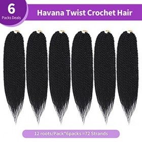 Dingxiu Lot de 6 tresses sénégalaises Havana Mambo - 55,9 cm - 1B 