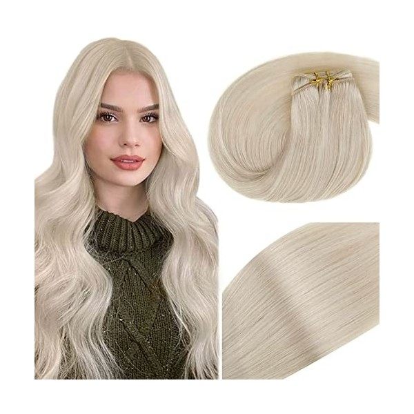 Vivien Extensions Cheveux Naturel Adhesive Lisse 45cm Extension Adhesif Cheveux Naturel 50g Invisible Tape in Hair Extensions