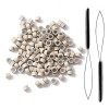 Lot de 300 perles de 5 mm doublées en silicone pour coller des extensions de cheveux humains et 2 extensions de cheveux - Enf