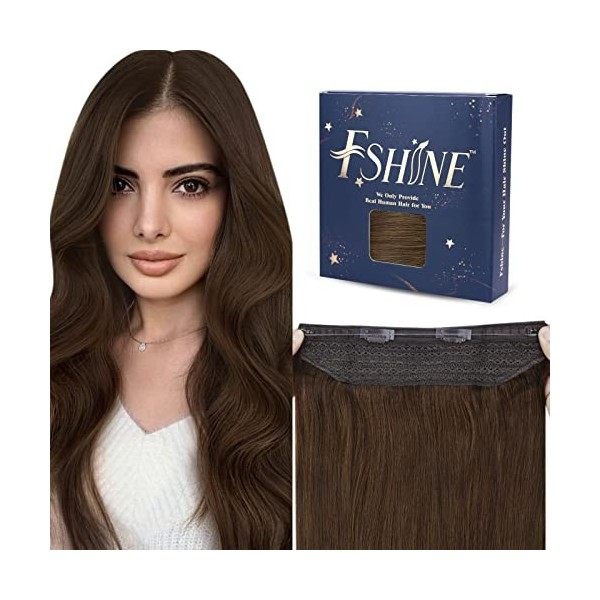 Fshine Fil Hair Extensions Brown Remy Hair 80g 18Pouces/45CM Fil on Hair Extension Tissage Marron Le Plus Foncé Cheveux Natur