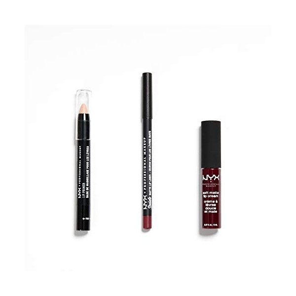 NYX Professional Makeup Coffret Copenhagen 3 Pièces, Soft Matte Lip Cream, Crayon à Lèvres Suede Matte, Base Lèvres