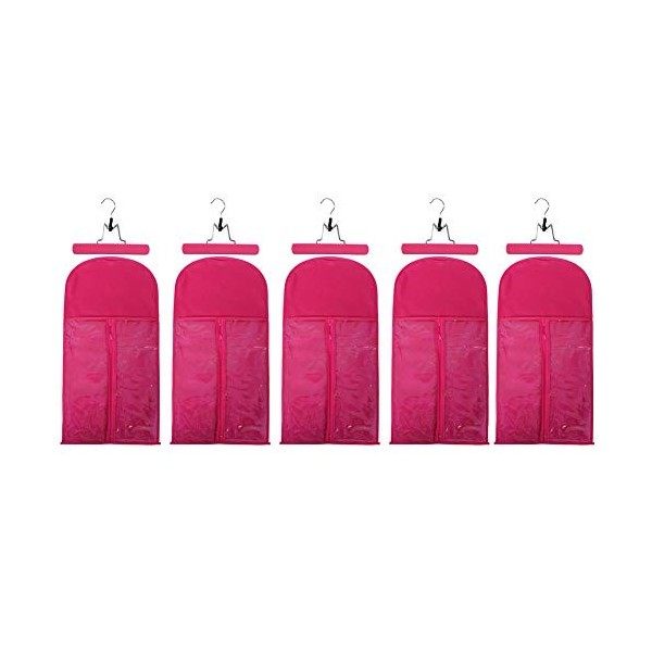 Lot de 5 Sac de Rangement Perruque avec Crochet Cintre pour Stockage et Protection Perruque - légère, imperméable et portable