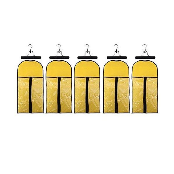 Lot de 5 Sac de Rangement Perruque avec Crochet Cintre pour Stockage et Protection Perruque - légère, imperméable et portable