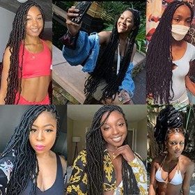 Lot de 3 extensions capillaires synthétiques longs - Dreadlocks au crochet - 91,4 cm 1B 1B 