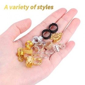 200 Pièces Bijoux de Tresse de Cheveux en Aluminium Anneaux Dreadlocks Perles pour Accessoire de Cheveux avec boîte de rangem