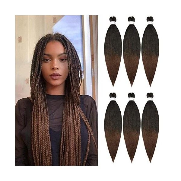 DT CHERYL Rajout Cheveux Tresses 66cm Lot De 6 Extensions De Cheveux TresséS Pré-éTiréS EZ Yaki Texture Braids Meches Cheveux