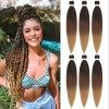 DT CHERYL Rajout Cheveux Tresses 66cm Lot De 6 Extensions De Cheveux TresséS Pré-éTiréS EZ Yaki Texture Braids Meches Cheveux