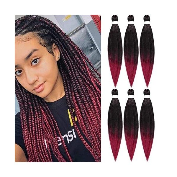 DT CHERYL Rajout Cheveux Tresses 66cm Lot De 6 Extensions De Cheveux TresséS Pré-éTiréS EZ Yaki Texture Braids Meches Cheveux