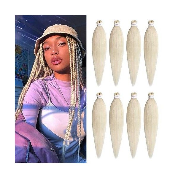 Xtrend 16 pouces naturel noir EZ Braids 8Packs Extensions de cheveux de tressage faciles pré-étirées pour Box Braids Cheveux 