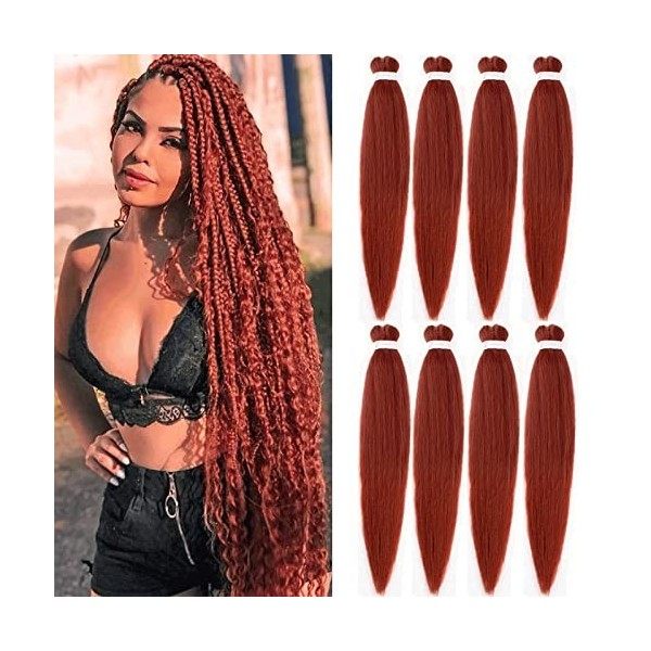 Xtrend 16 pouces naturel noir EZ Braids 8Packs Extensions de cheveux de tressage faciles pré-étirées pour Box Braids Cheveux 